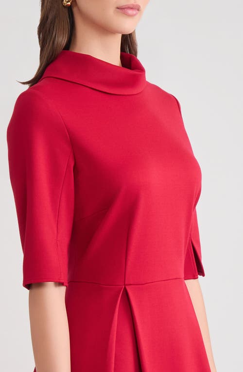 Misook Pleated Stretch Ponte Dress In Red