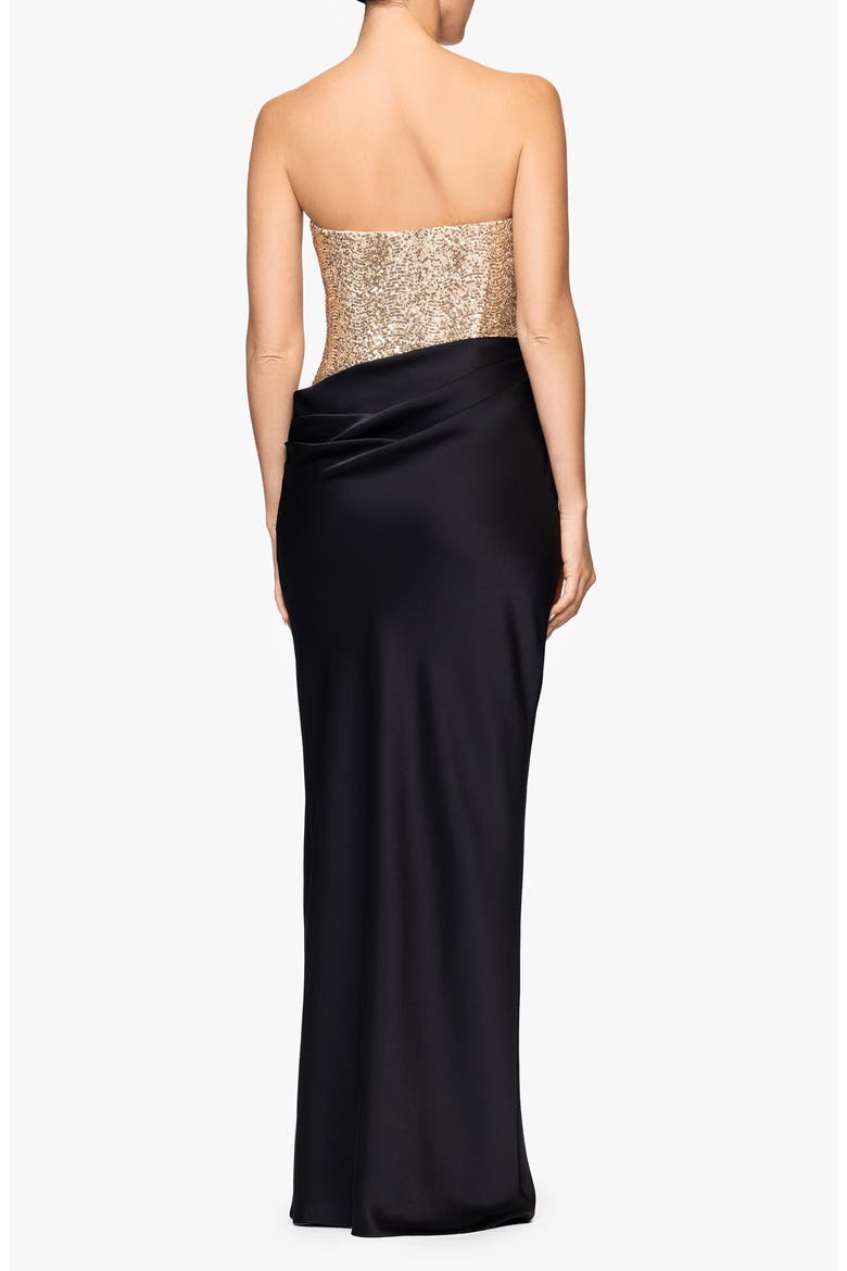 Sequin Bodice Strapless Gown, Alternate, color, BLACK/ GOLD