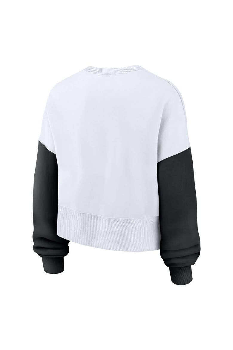 Women's Nike White Iowa Hawkeyes Color-Block Oversized Cropped Pullover Sweatshirt, Alternate, color, White