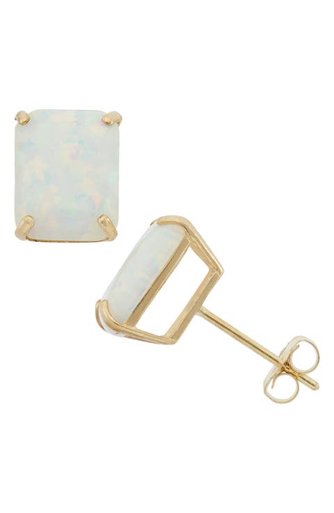 10K Gold Solitaire Stone Stud Earrings