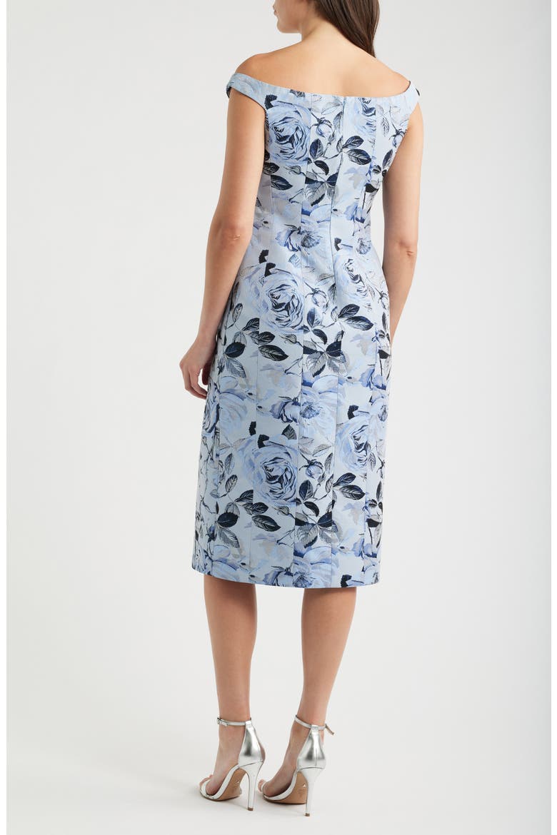 Mel Floral Jacquard Off the Shoulder Dress, Alternate, color, BLUE/ NAVY