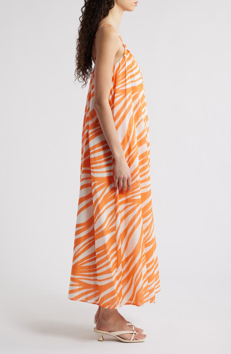 Du Paradis Viola Cotton Maxi Dress, Alternate, color, Orange Aurora Wave