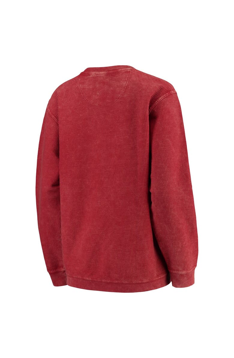 PRESSBOX Women's Pressbox Crimson Washington State Cougars Comfy Cord Vintage Wash Basic Arch Pullover Sweatshirt, Alternate, color, Crimson