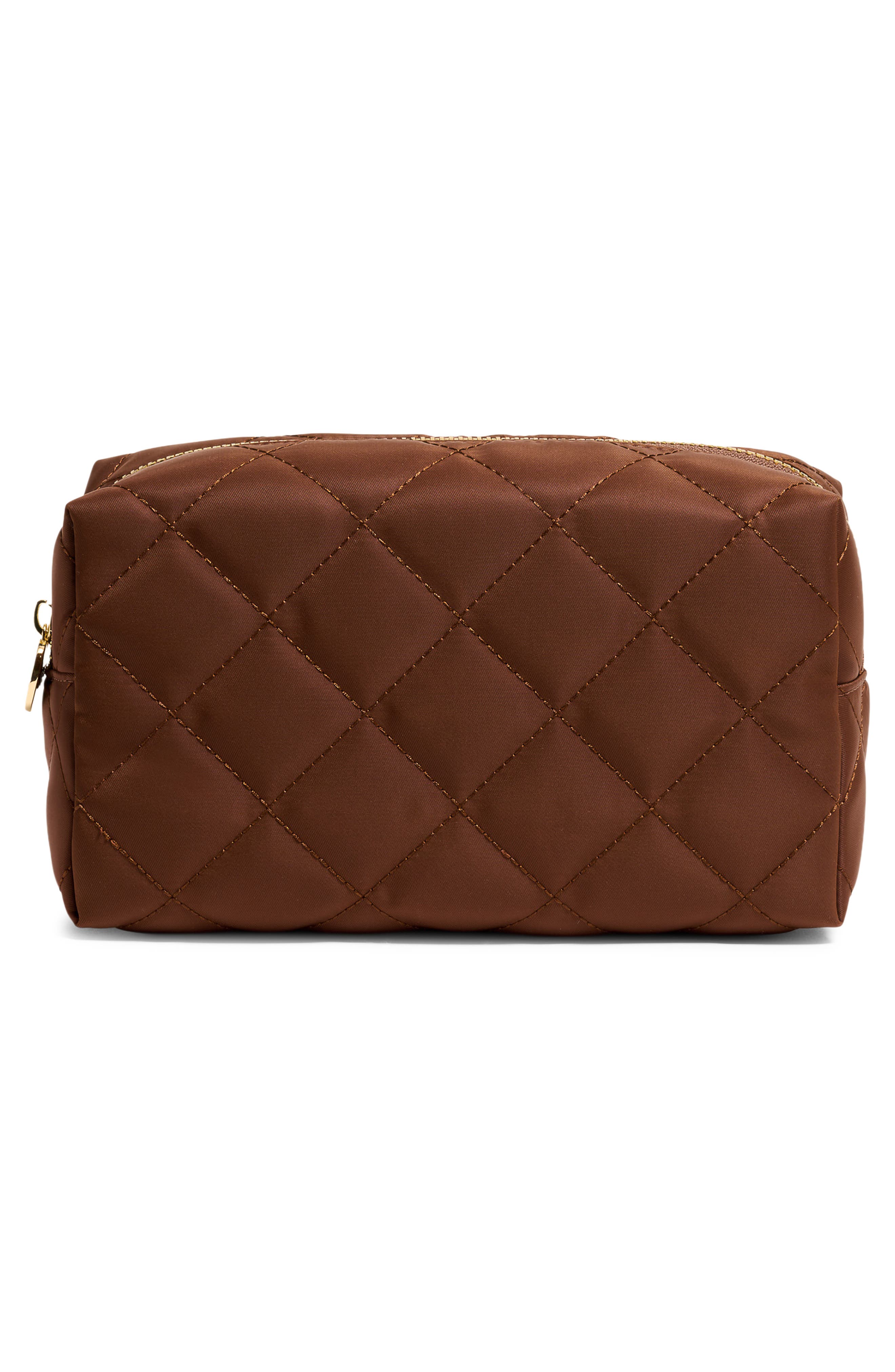 Stoney Clover Lane Quilted Satin Pouch, Alternate, color, Espresso