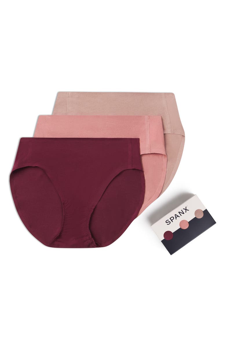 SPANX<sup>®</sup> Assorted 3-Pack High Cut Cotton Blend Briefs, Main, color, Purple