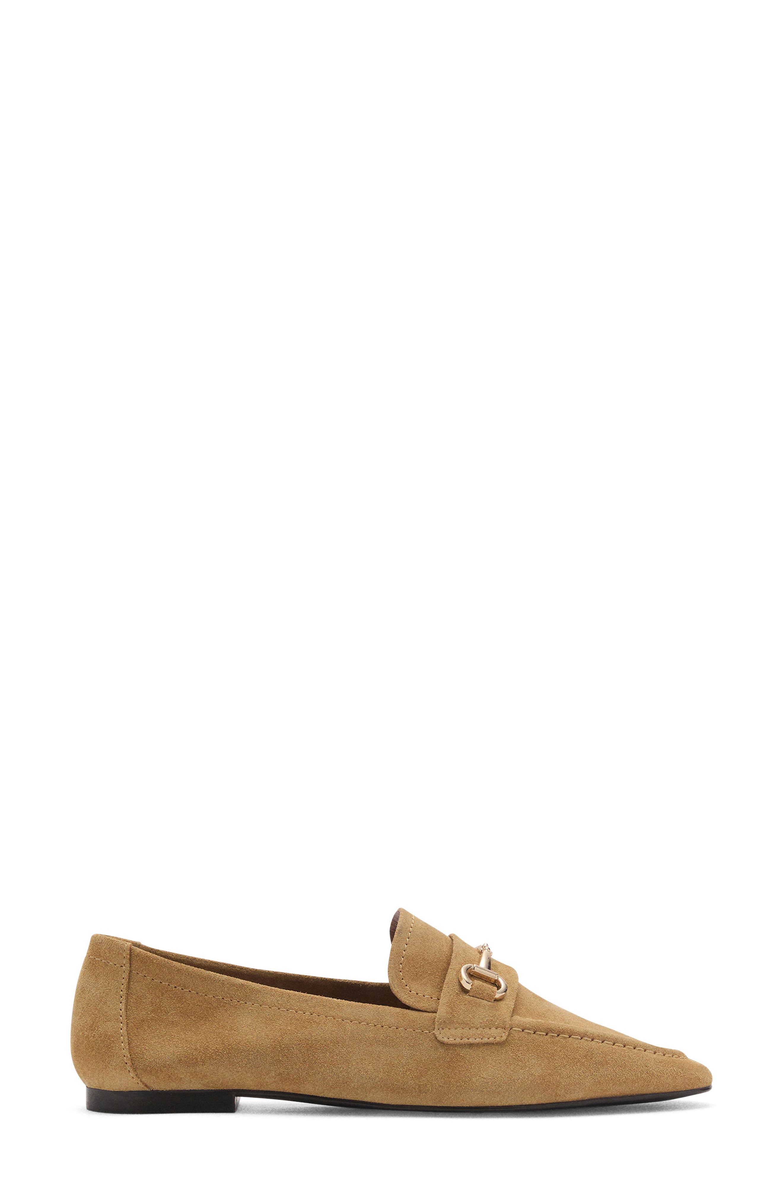 MANGO Buckle Leather Moc-Toe Flat, Alternate, color, Tobacco Brown