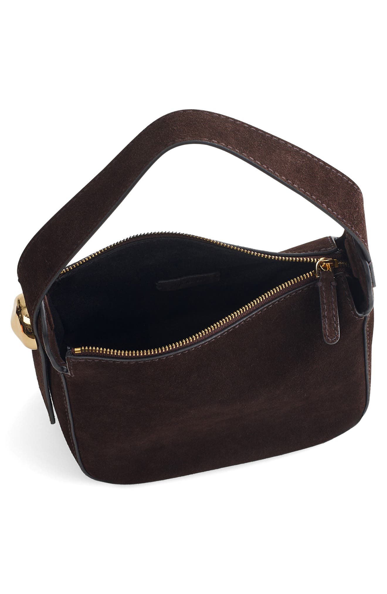 Madewell The Sculpted Metal Wristlet Suede Handbag, Alternate, color, 