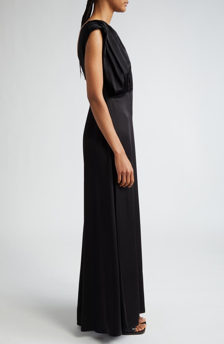 Jil Sander Gathered Cap Sleeve Satin Gown, Alternate, color, 