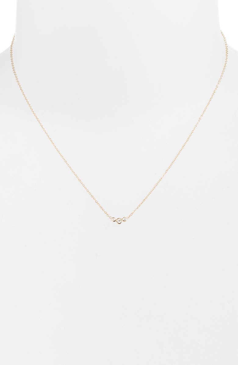 Zoë Chicco Curved 3-Diamond Bezel Pendant Necklace, Alternate, color, 