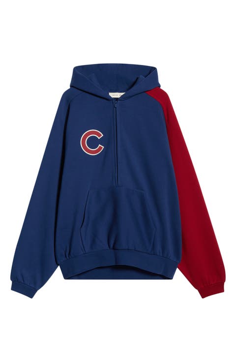 x MLB Chicago Cubs Cotton Blend Fleece Half Zip Hoodie
