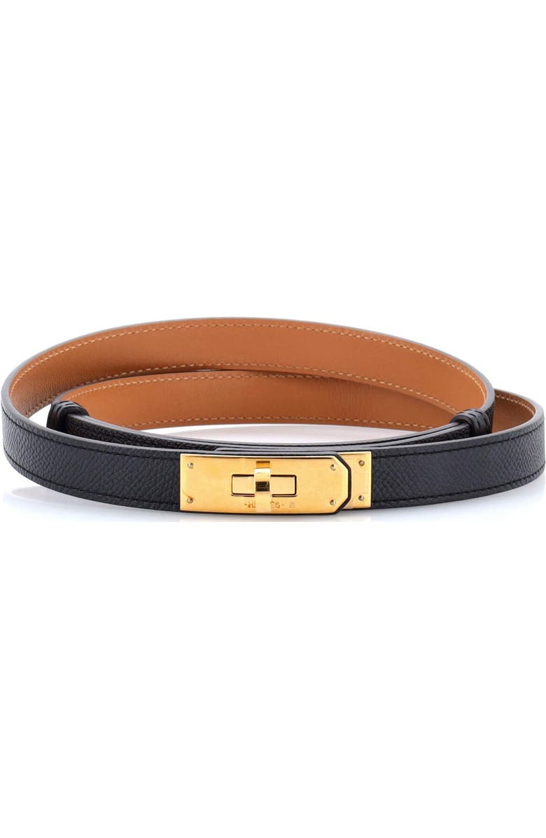 Pre-Owned Hermes Kelly Belt Leather Thin, Main, color, Black