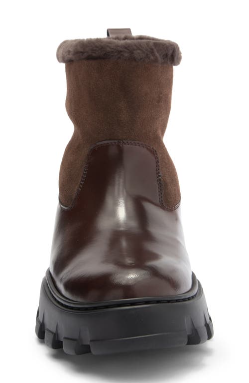 Stuart Weitzman Alton Genuine Shearling Lined Lug Sole Boot In Brown