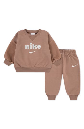 Nike Cozy Comfort Pullover & Joggers Set In Brown