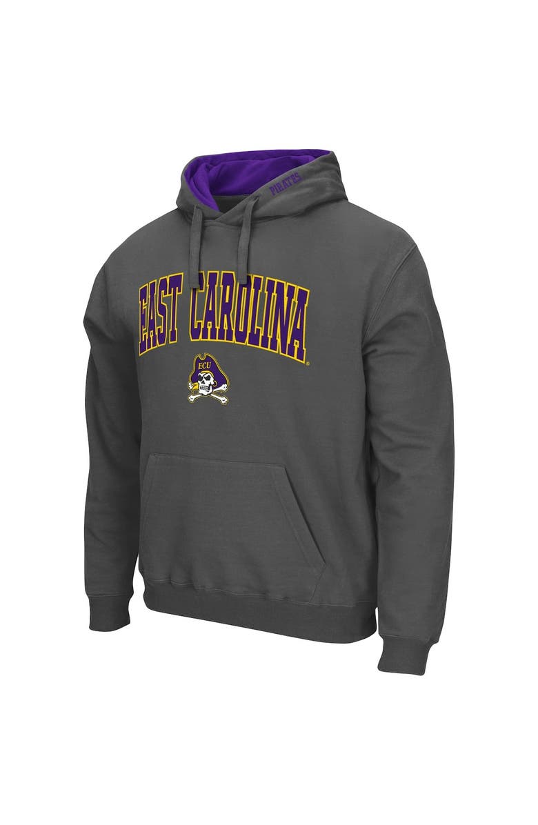 COLOSSEUM Men's Colosseum Charcoal ECU Pirates Arch and Logo Pullover Hoodie, Alternate, color, Charcoal