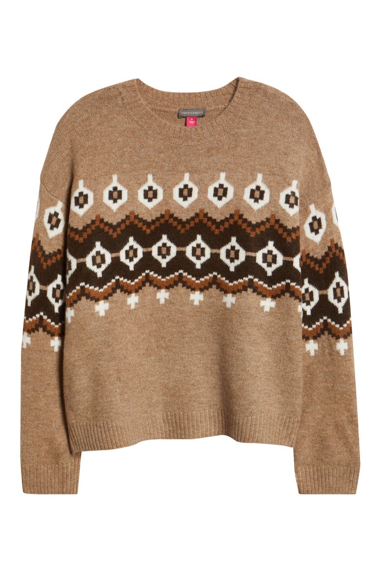 Fair Isle Crewneck Sweater, Alternate, color, TAUPE