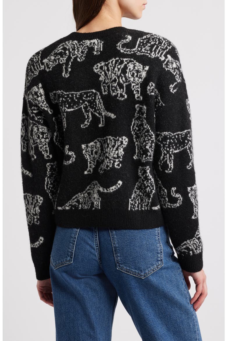 Perci Intarsia Wildcat Crewneck Sweater, Alternate, color, CHARCOAL CATS