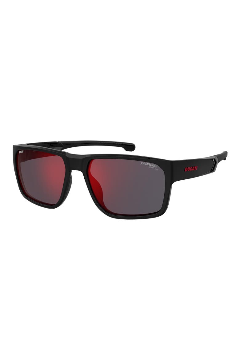 x Ducati 59mm Rectangular Sunglasses, Alternate, color, BLACK/ RED MIRROR POLAR