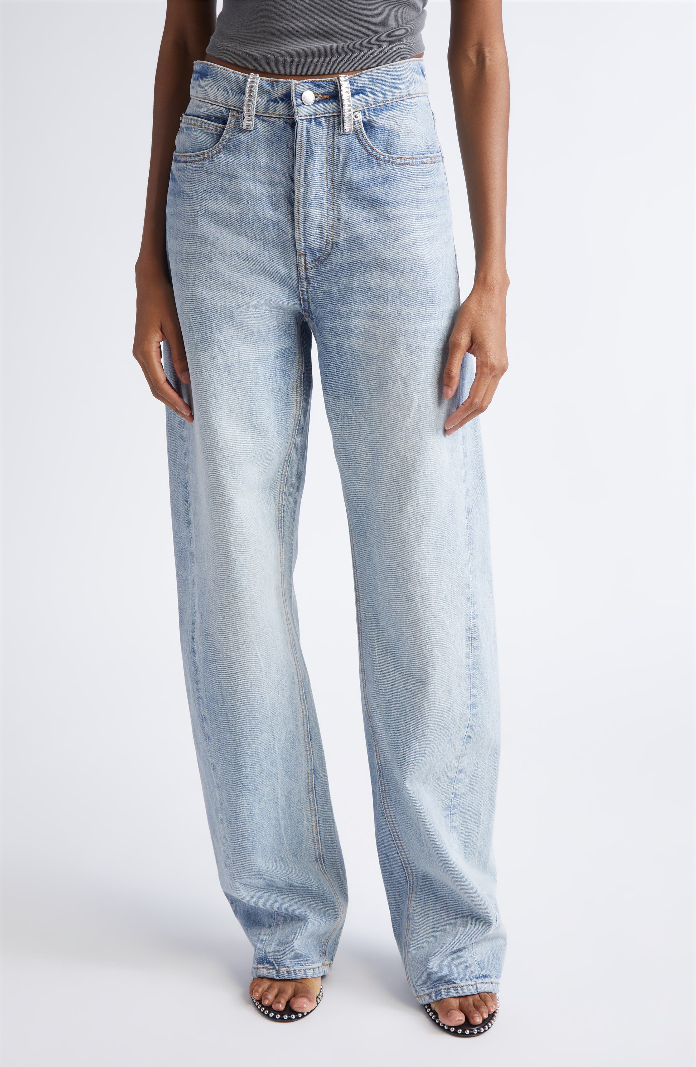 Float Crystal Loop Nonstretch Denim Barrel Leg Jeans