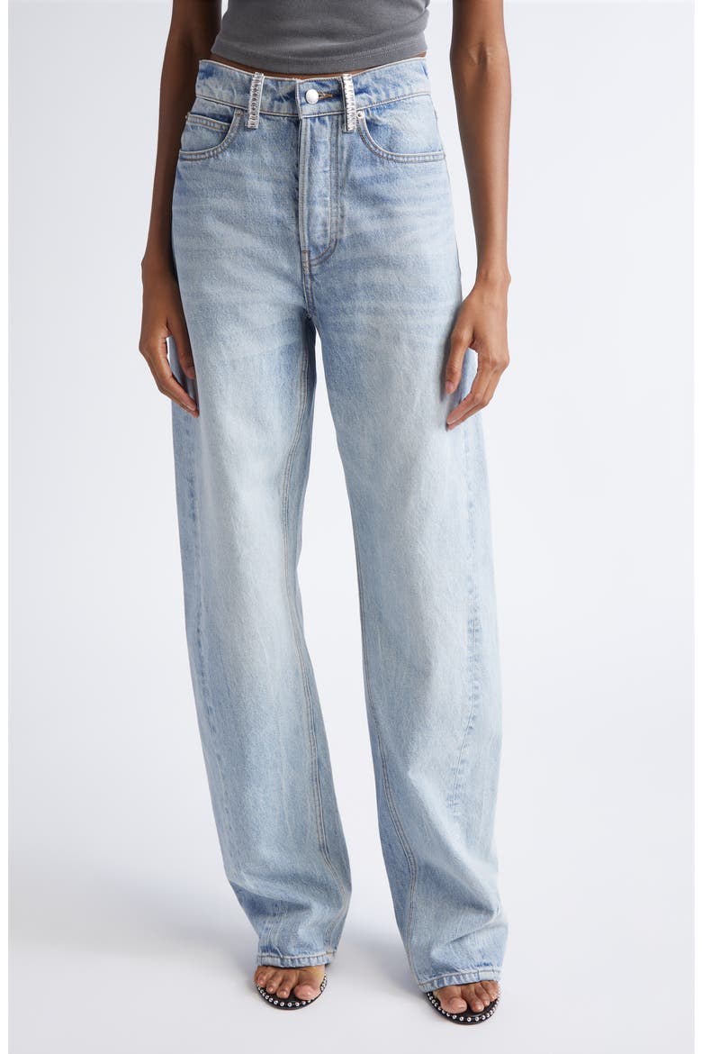 Float Crystal Loop Nonstretch Denim Barrel Leg Jeans, Main, color, VINTAGE BLEACH BLUE