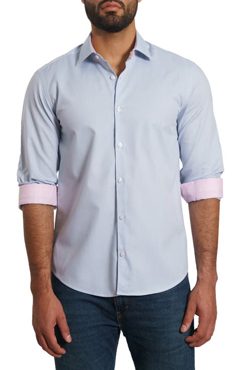Trim Fit Solid Button-Up Shirt