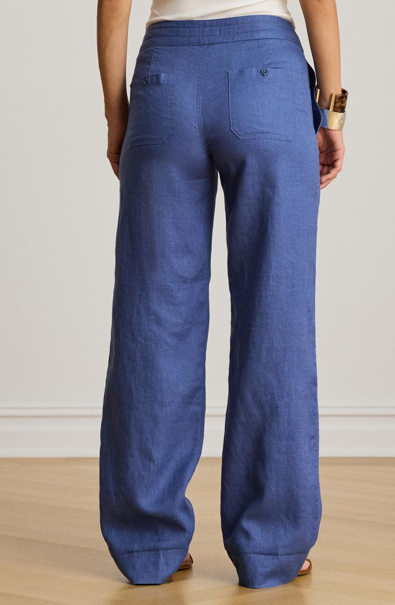 Lauren Ralph Lauren Wide Leg Linen Pants, Alternate, color, Inky Blue