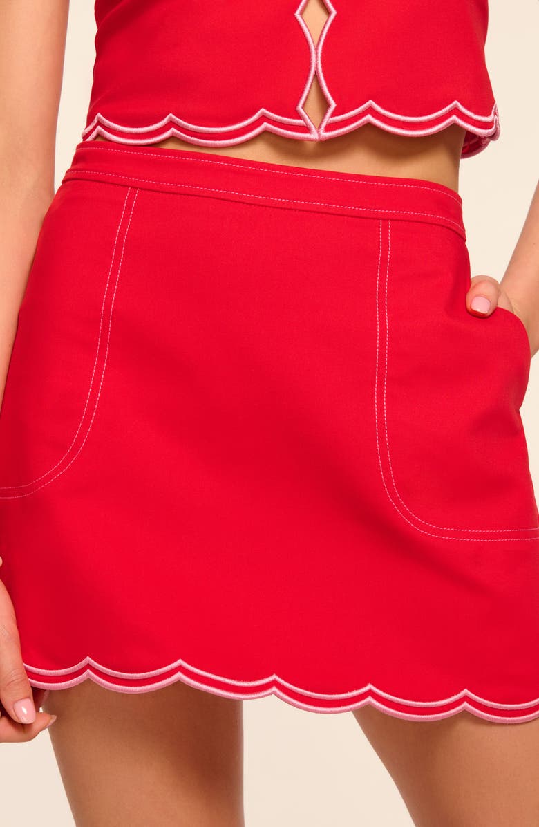 Ramy Brook Cheryl Scallop Miniskirt, Alternate, color, Flame