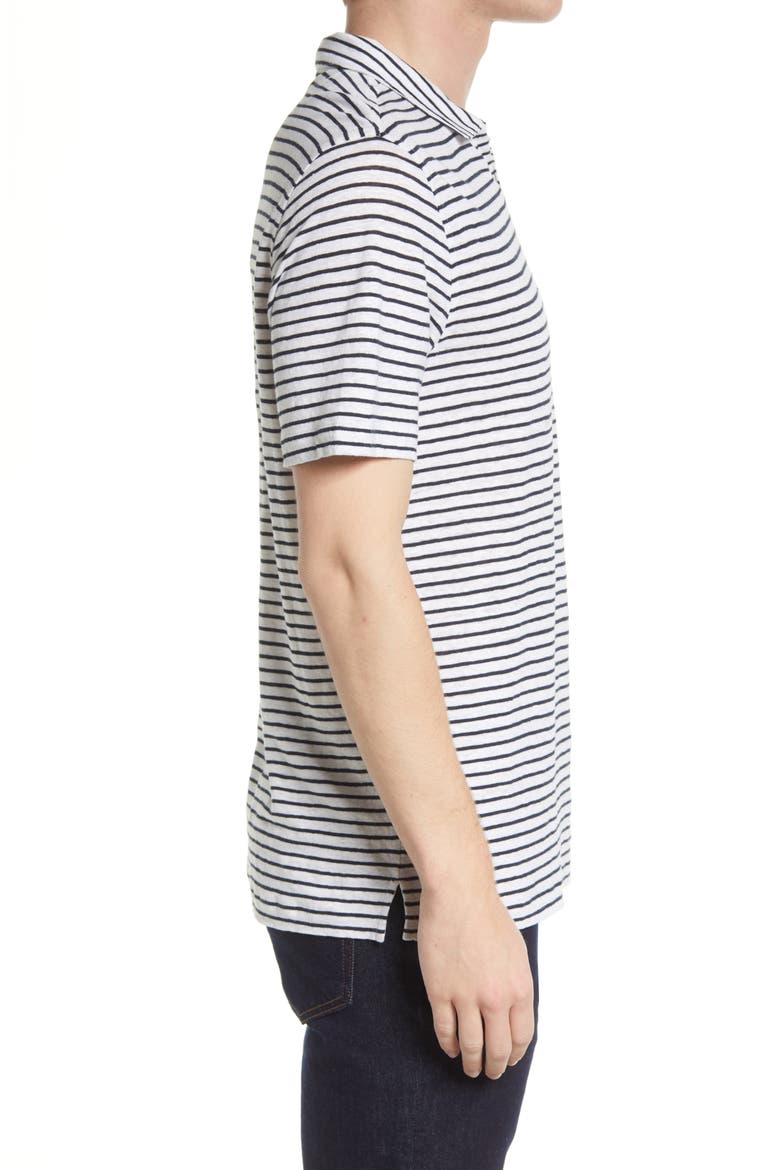 Johnny Collar Linen Polo, Alternate, color, WHITE TIOGA STRIPE