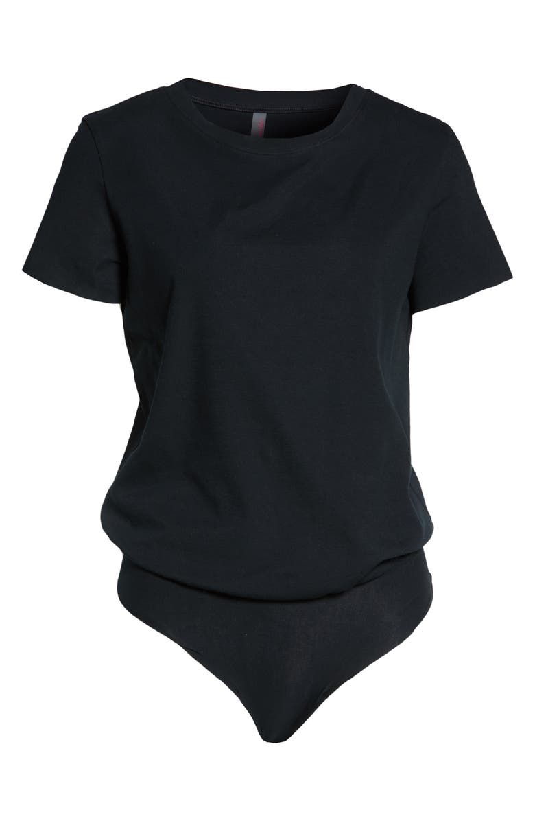 Commando Essential Stretch Cotton Crew Bodysuit, Alternate, color, Black
