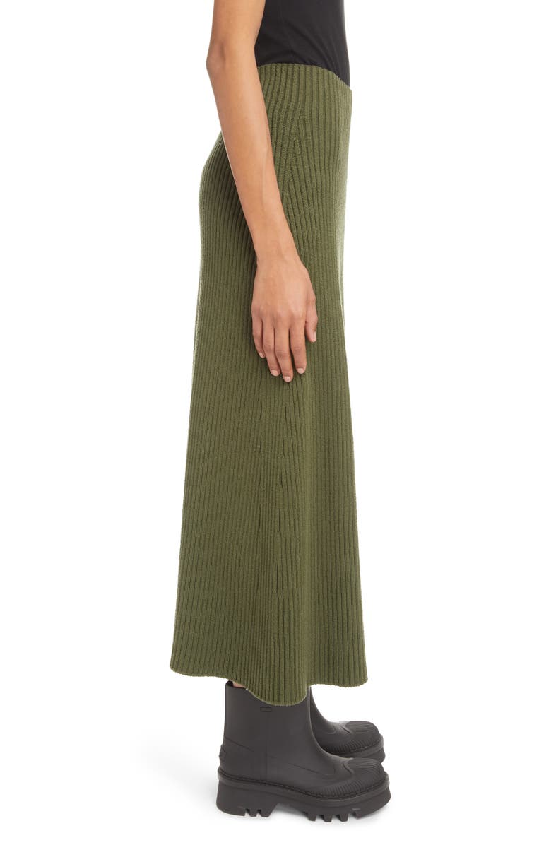 Chloé Directional Rib Wool A-Lline Skirt, Alternate, color, 3F5-Smoky Leaf