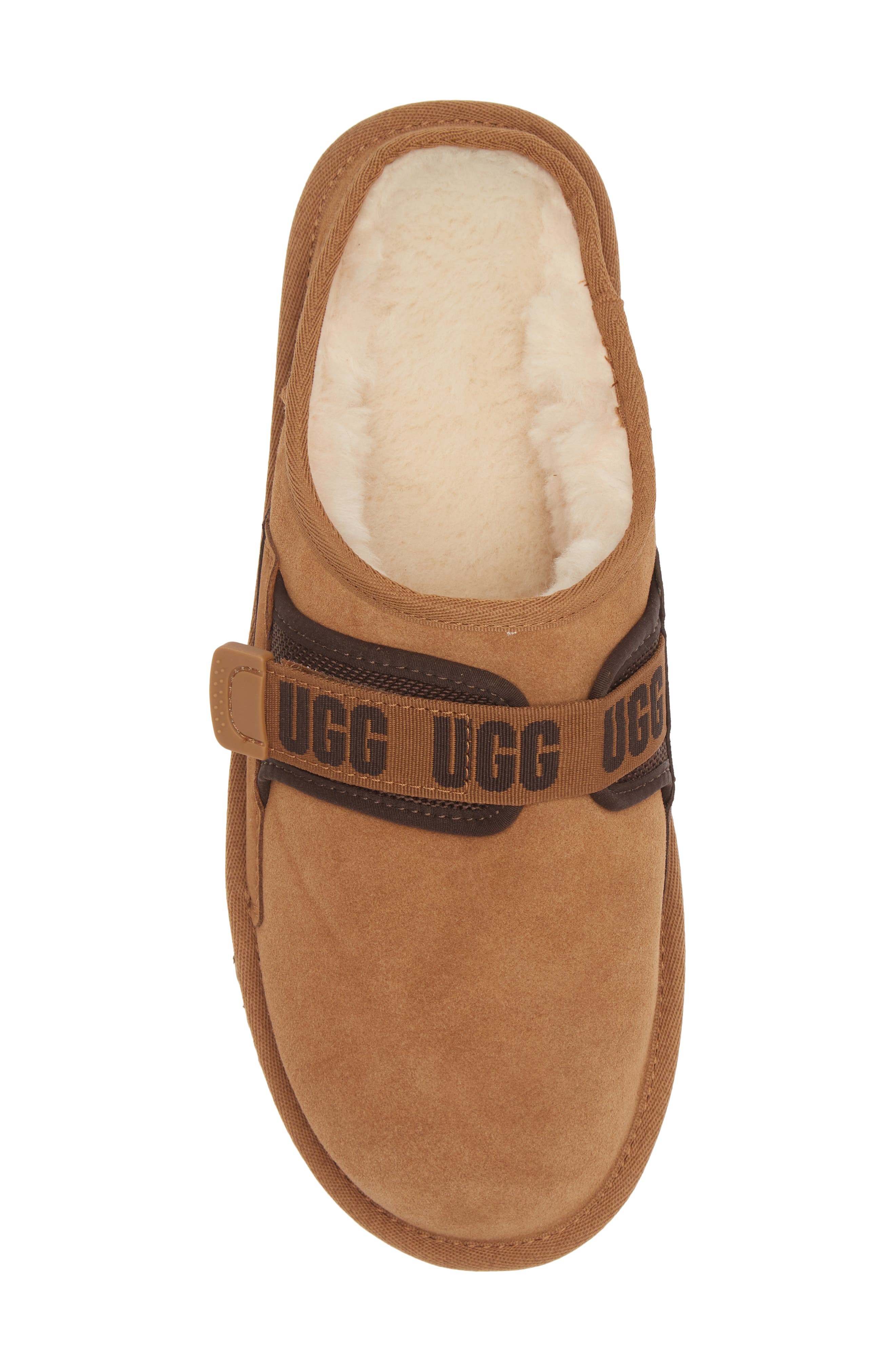 Dune Genuine Shearling Lined Slipper, Alternate, color, CHESTNUT