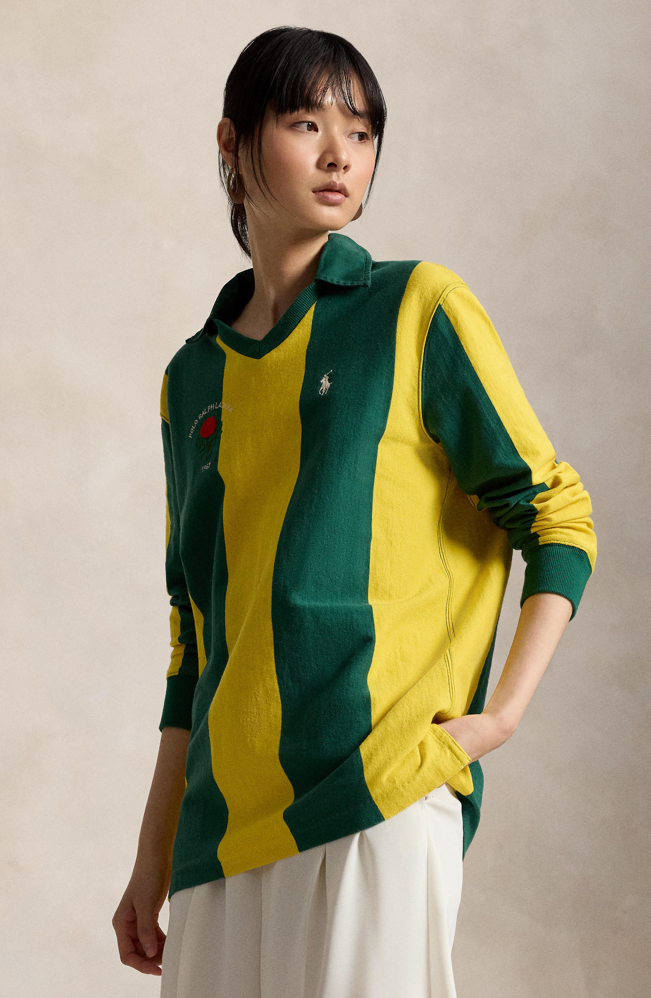 Polo Ralph Lauren Oversized Long Sleeve Cotton Rugby Shirt (Women