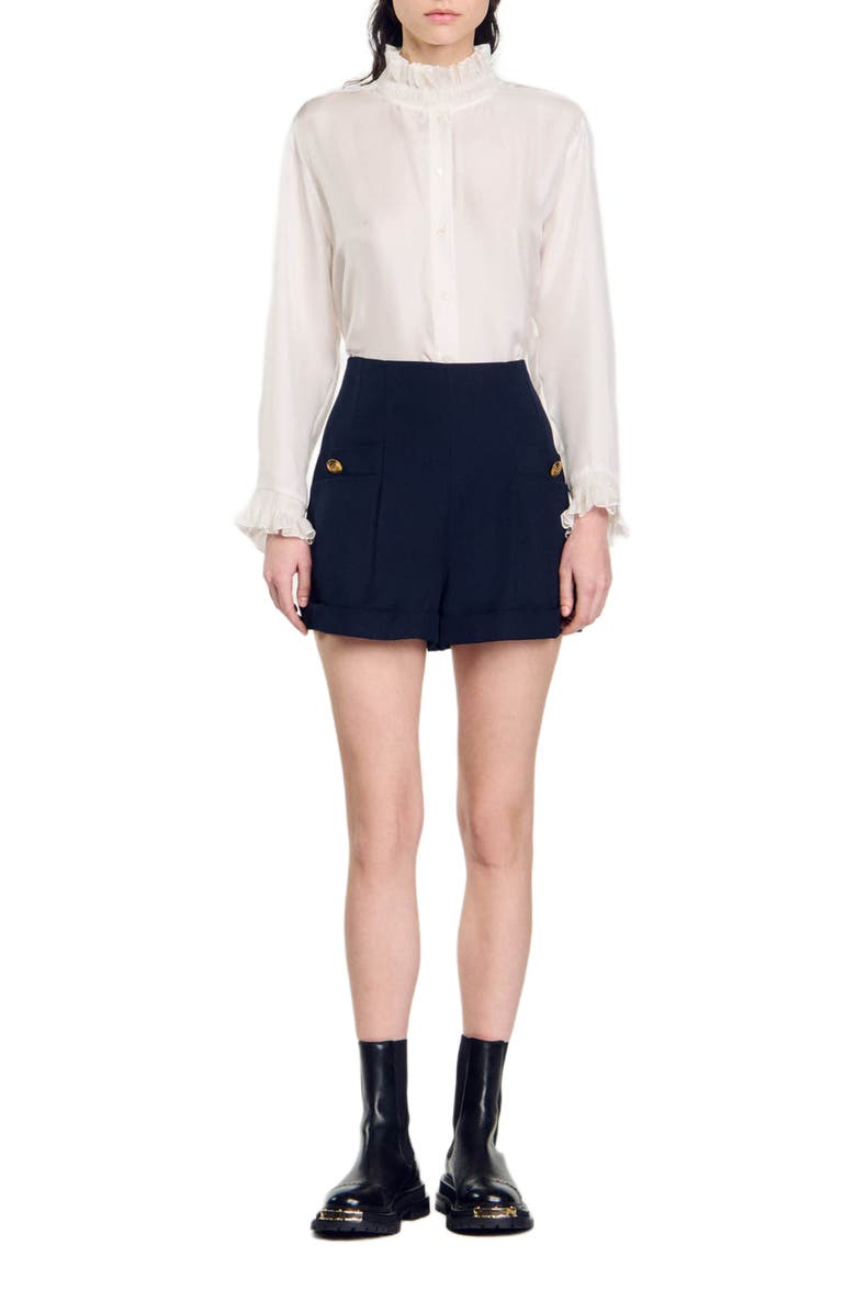 SANDRO Shorts with turn-ups, Alternate, color, 