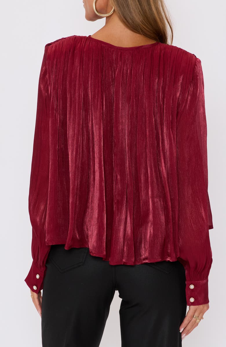 VICI Collection Metallic Satin Top, Alternate, color, Ruby