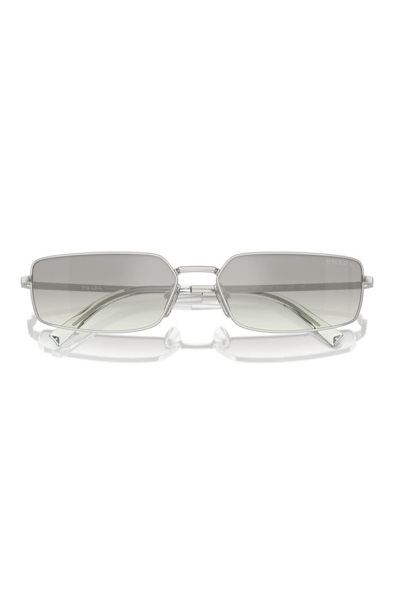 59mm Rectangular Sunglasses, Main, color, SILVER