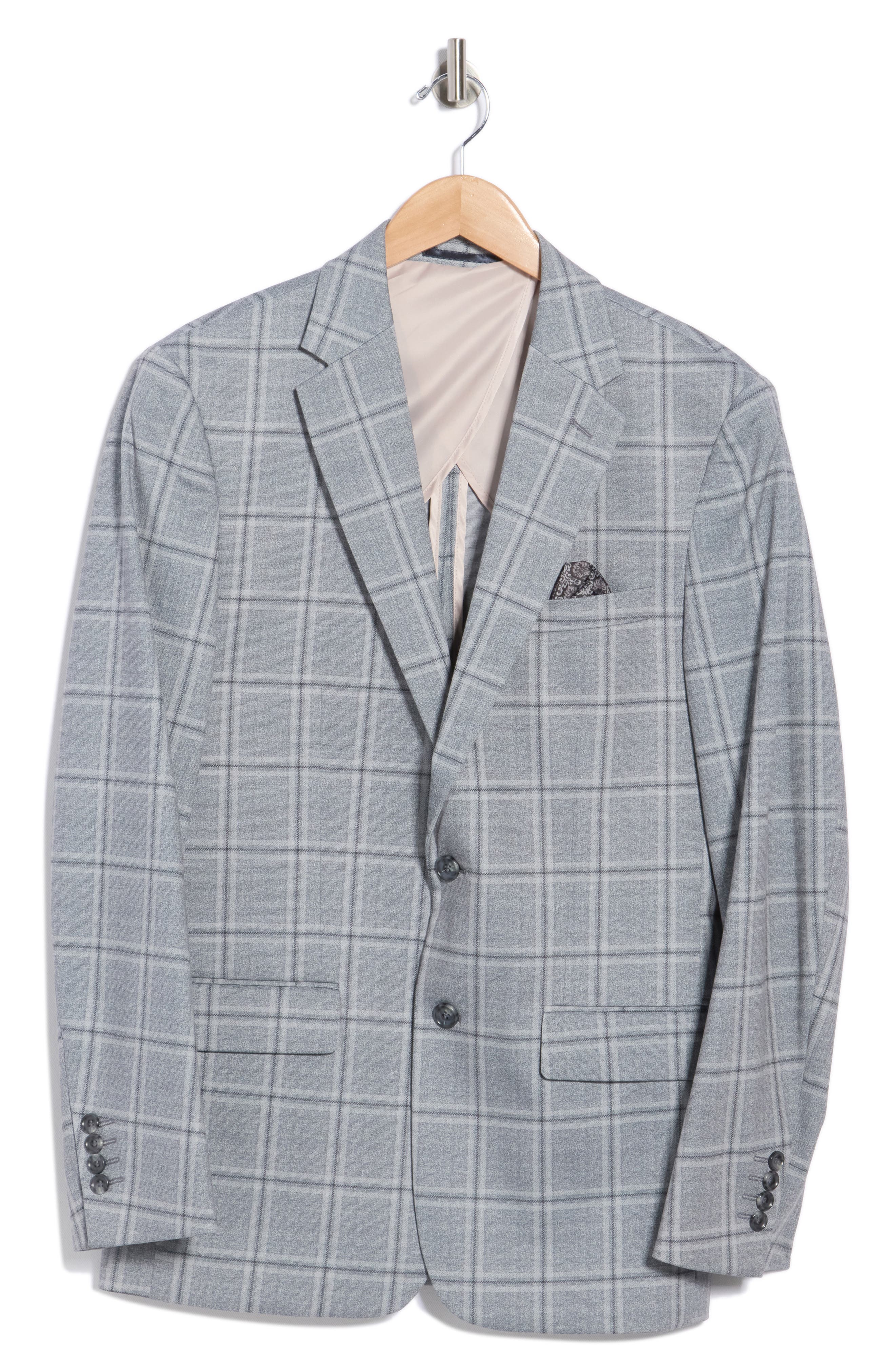 Duchamp Slim Fit Plaid Knit Sport Coat