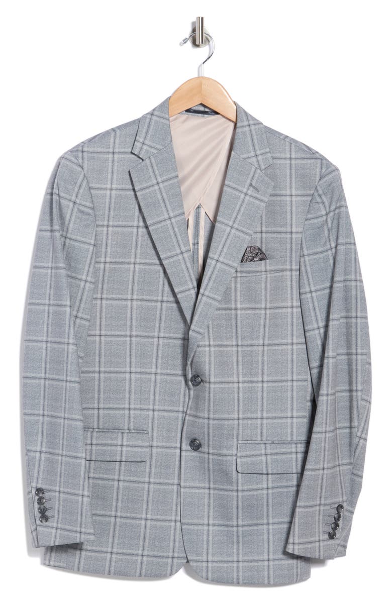 Duchamp Slim Fit Plaid Knit Sport Coat, Main, color, Grey