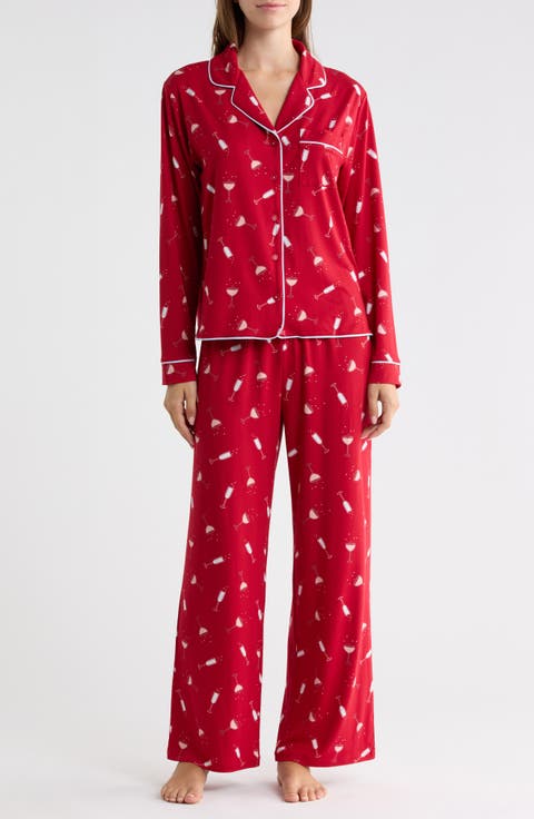 Quiet Night Long Sleeve Button-Up Top & Pants Pajamas