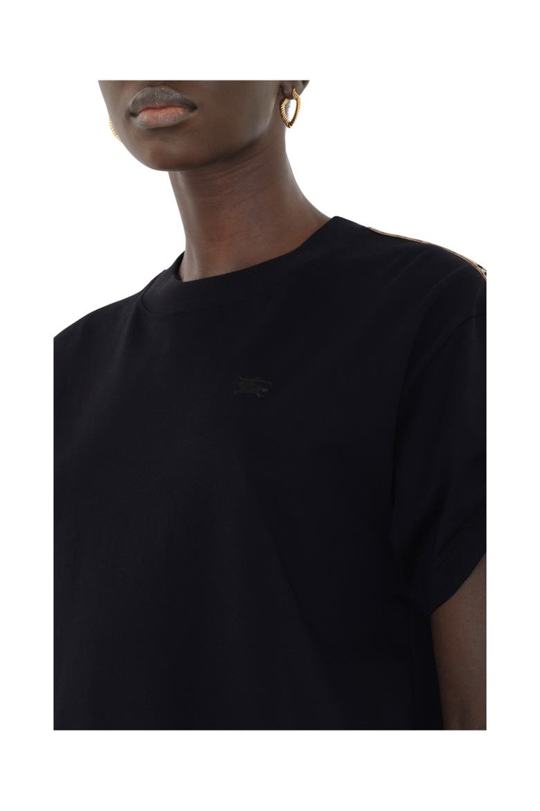 Check Trim Cotton T-shirt Dress, Alternate, color, Black