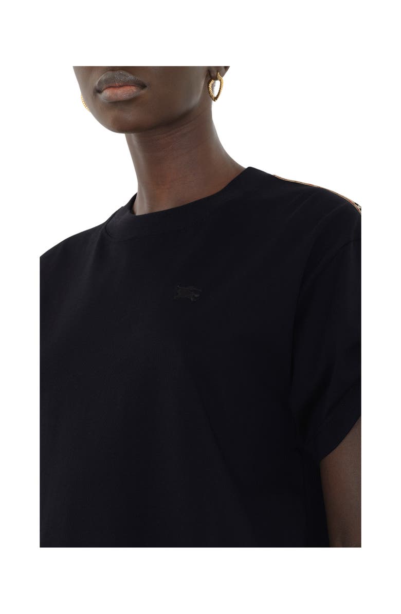 Burberry Check Trim Cotton T-shirt Dress, Alternate, color, Black