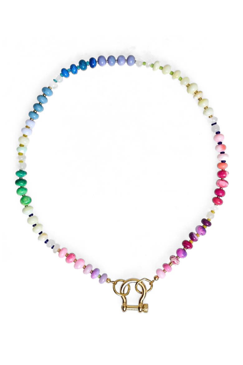 Winnie Gender Inclusive Rainbow Opal and Moonstone Necklace, Alternate, color, Rainbow