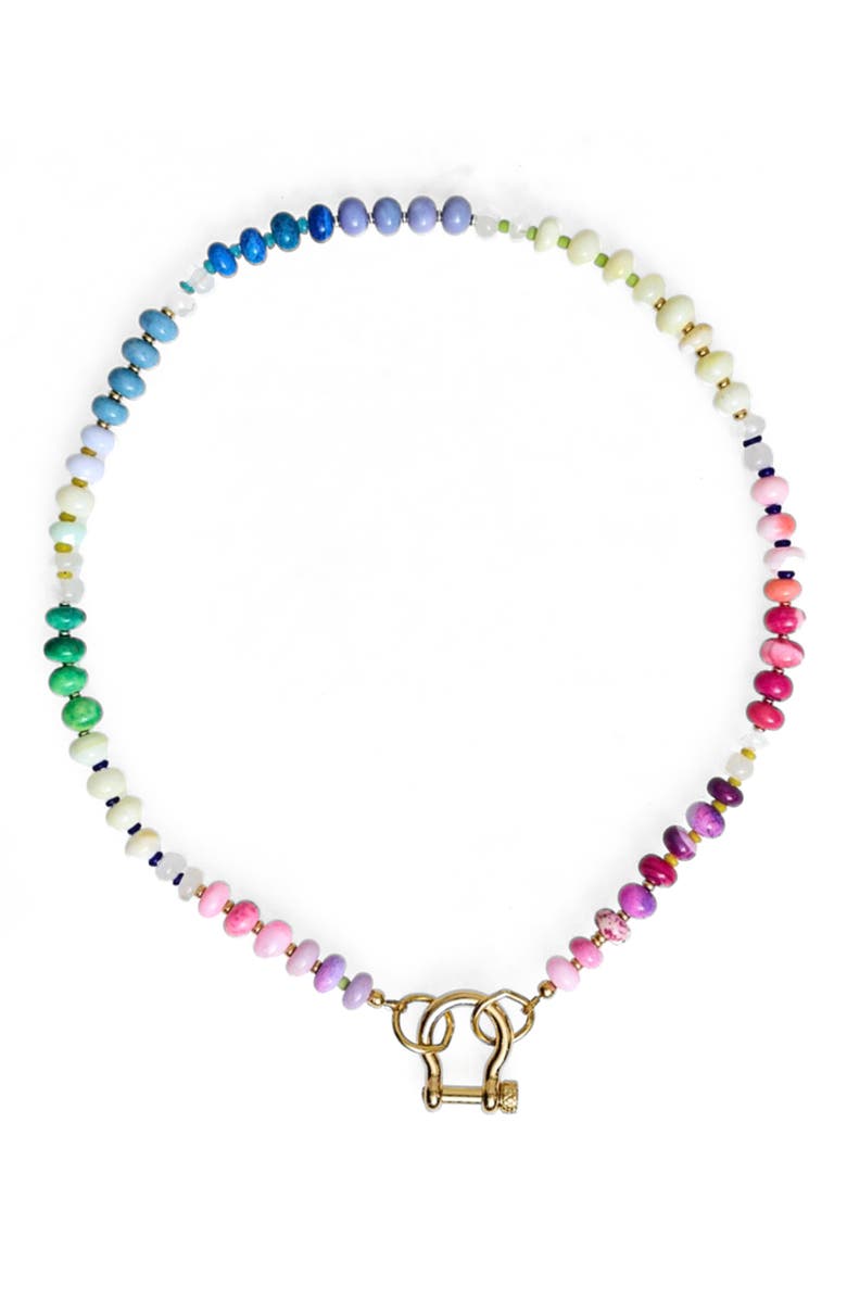 SHOP SPICY DAN Winnie Gender Inclusive Rainbow Opal and Moonstone Necklace, Alternate, color, Rainbow