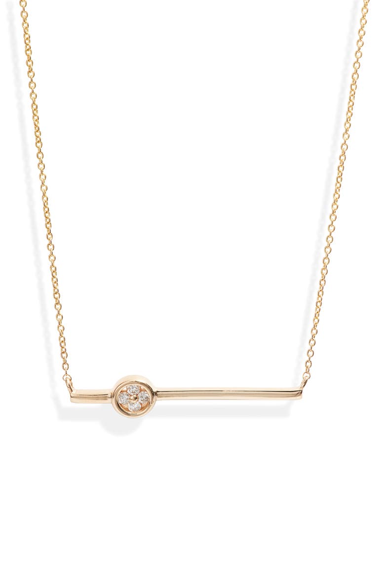 Styra Reese Quatrefoil Diamond Bar Pendant Necklace, Main, color, YELLOW GOLD/ DIAMOND
