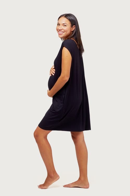 Nom Maternity Clementine Maternity/nursing Nightgown In Black