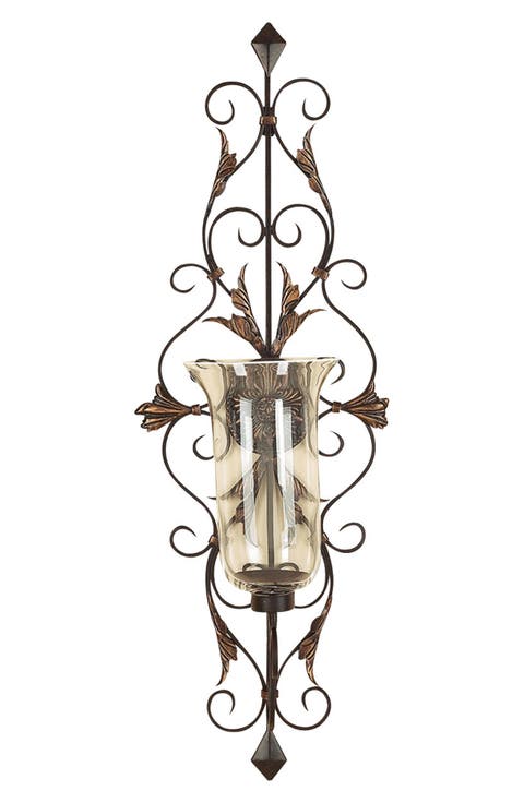 Goldtone Glass Rustic Wall Sconce