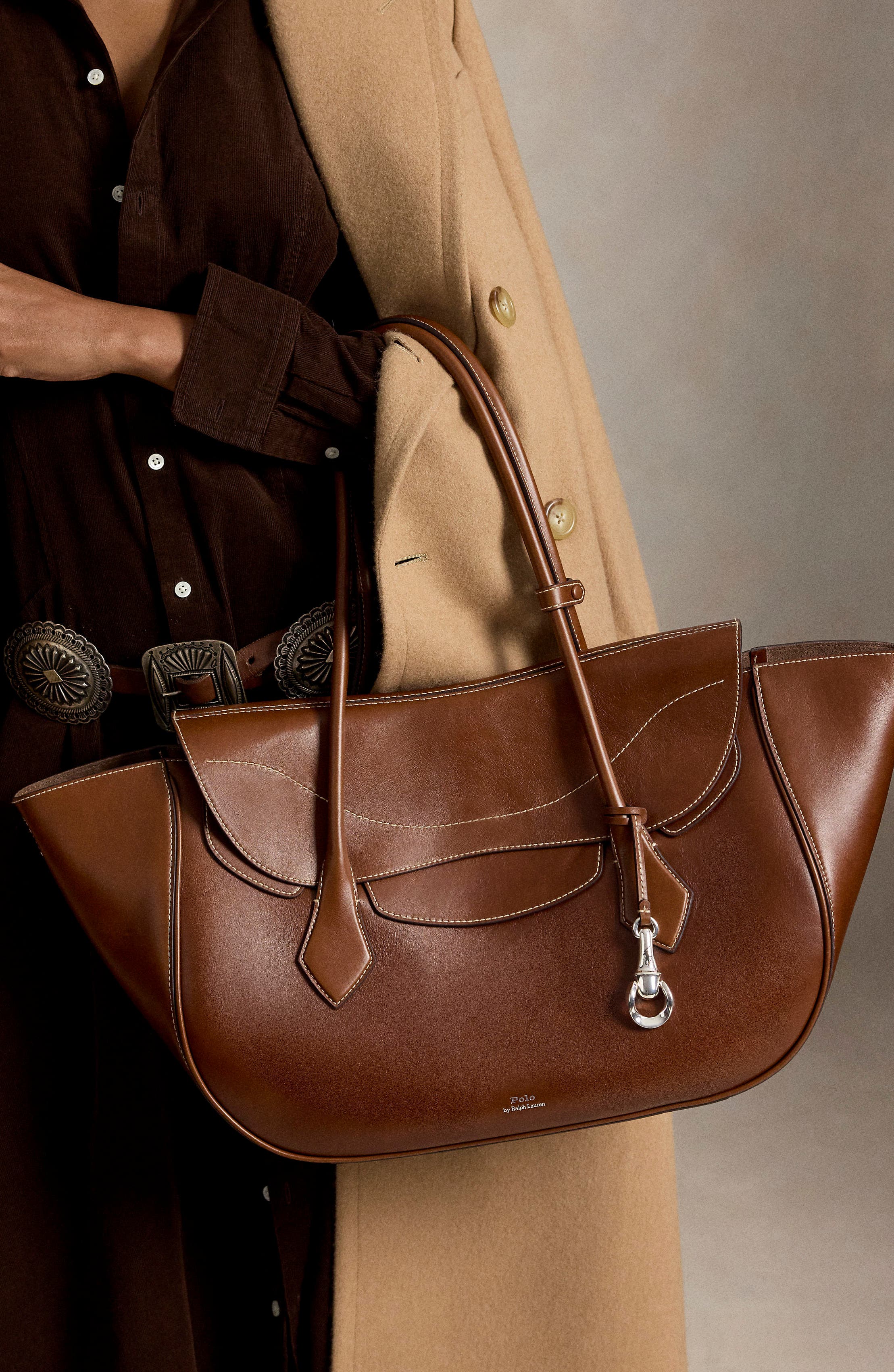 Large Polo Blaze Tumbled Leather Shoulder Bag, Alternate, color, CHESTNUT