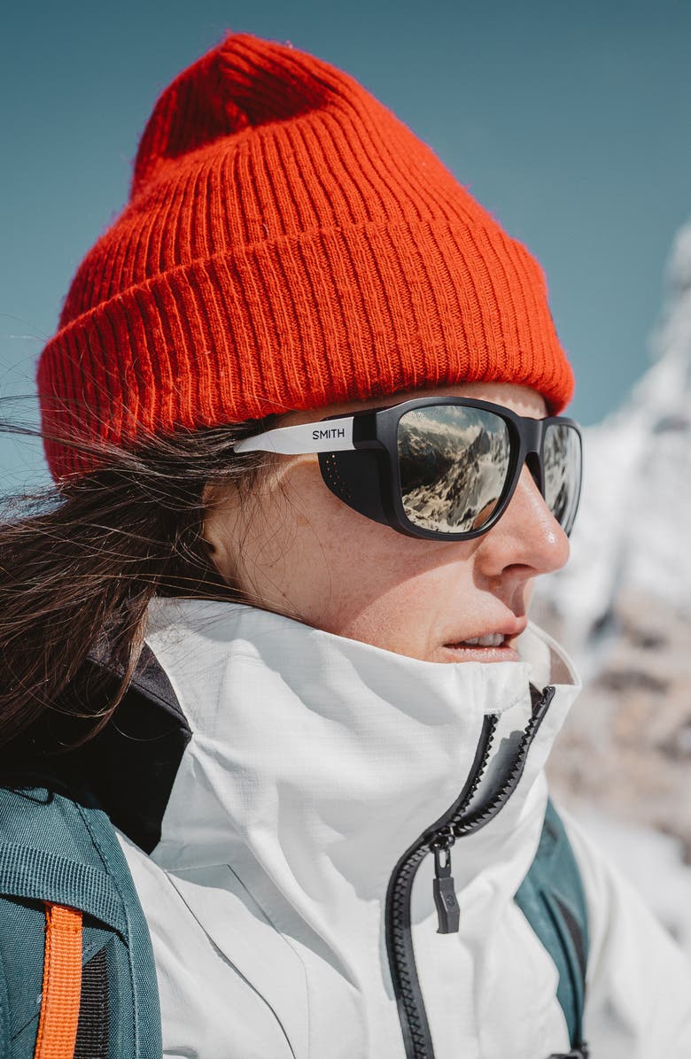 Smith Embark 58mm ChromaPop<sup>™</sup> Polarized Square Sunglasses, Alternate, color, White / Platinum Mirror