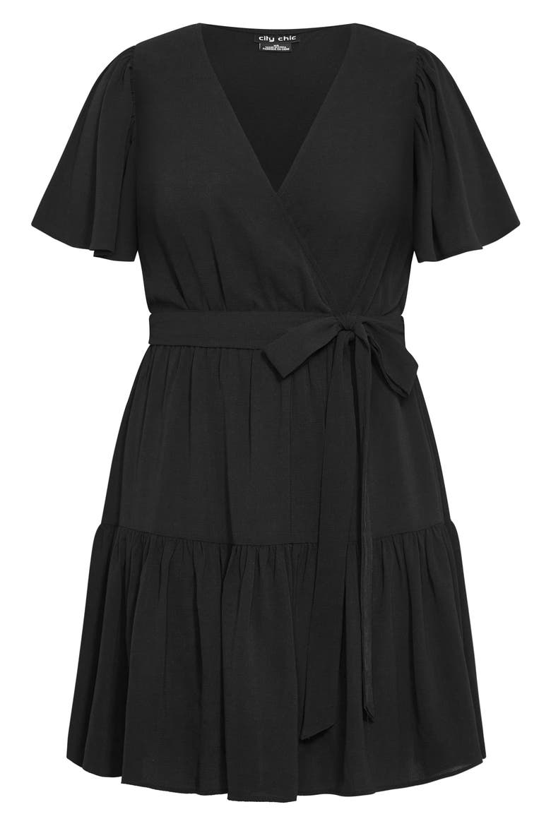Catherine Faux Wrap Dress, Alternate, color, BLACK
