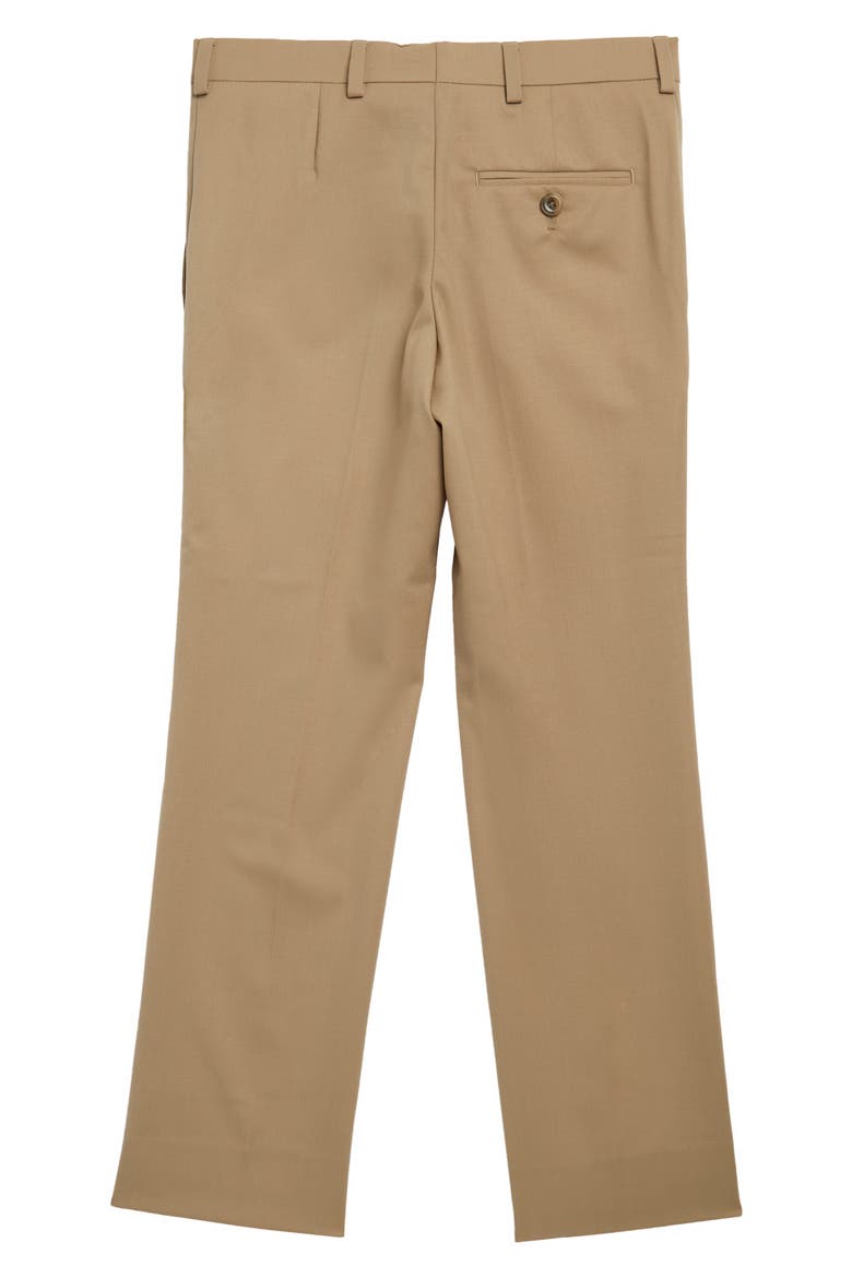 Kids' Twill Flat Front Trousers, Alternate, color, TAN