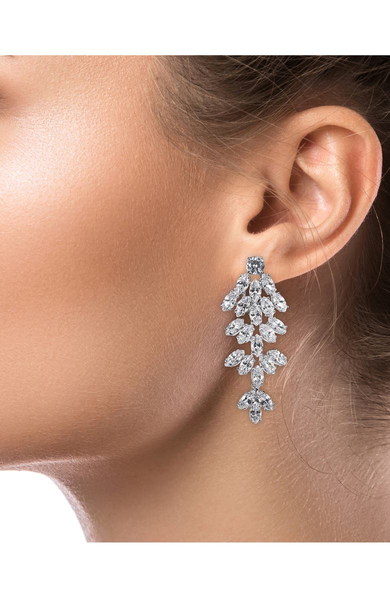 CZ by Kenneth Jay Lane Cubic Zirconia Chandelier Drop Earrings, Alternate, color, Clear/Silver
