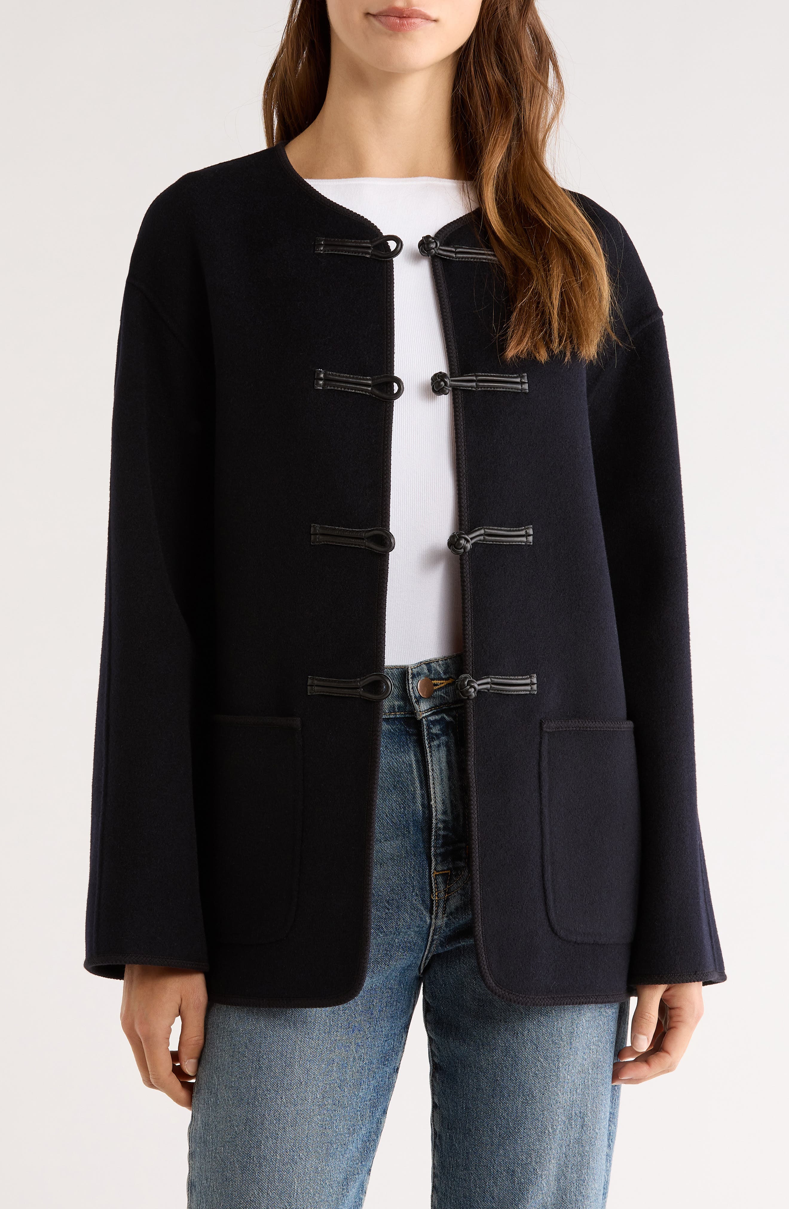 Toggle Closure Double Face Wool & Cashmere Jacket